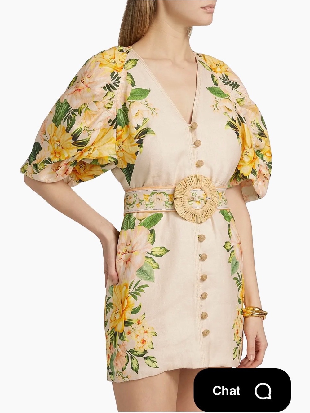 FARM Rio Cream Mini Dress with Yellow & Green Floral Print - Picture 4 of 6